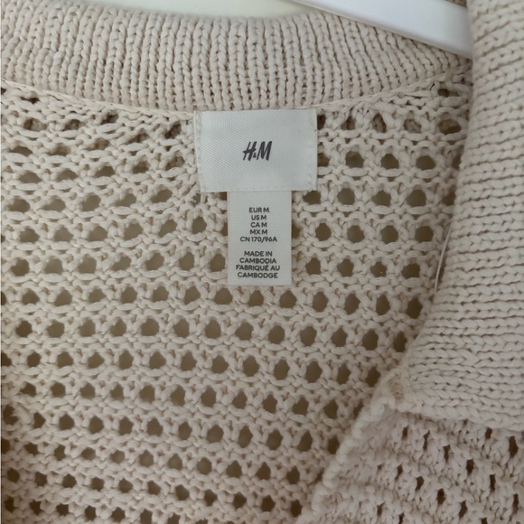 H&M Pointelle Knit Crochet Sweater Size Medium - Picture 4 of 5